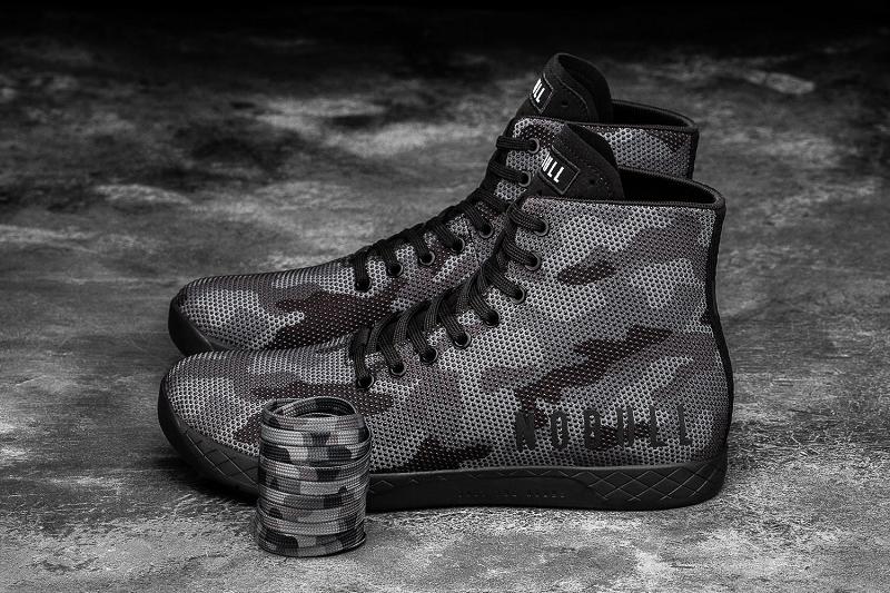 Black Nobull High-Top Camo Men's Trainers | CA Q1323M